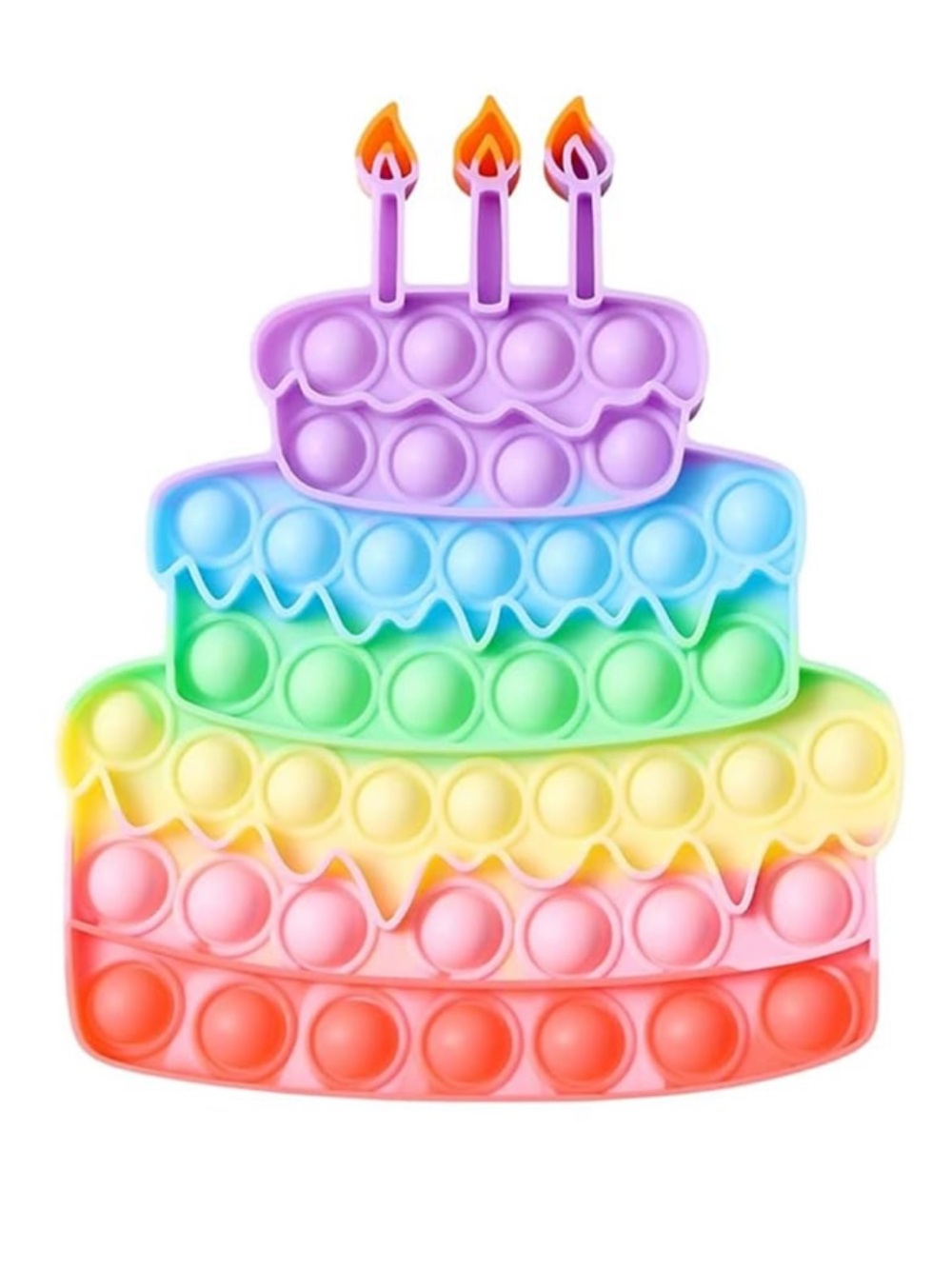Birthday Cake Pop-It Sensory Fidget Toy - Rainbow Colors